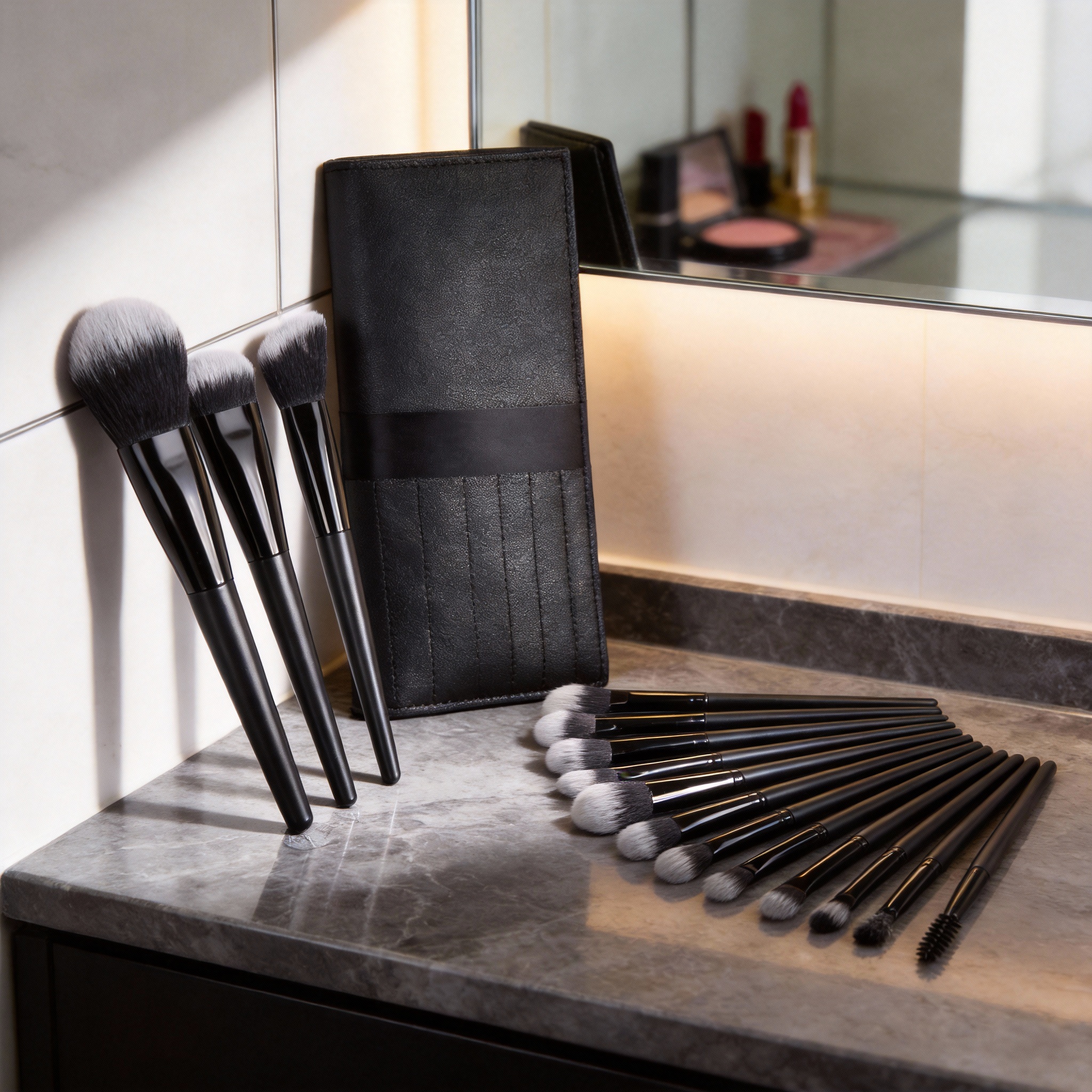 Nuevo set de herramientas de belleza al por mayor, sombra de ojos, rubor, polvo suelto, brocha para labios, bolsa de almacenamiento, 11 piezas, set de brochas de maquillaje portátiles