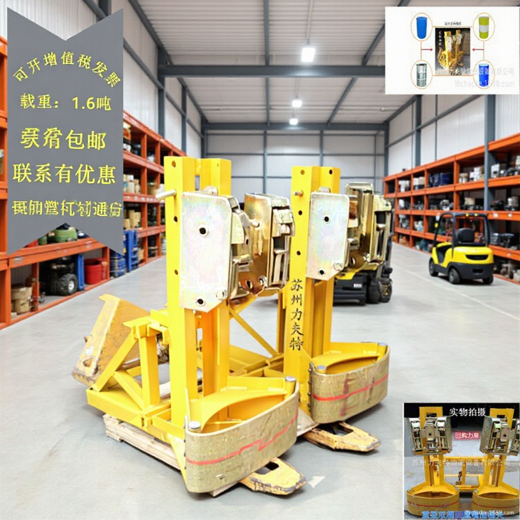 Heavy-Duty Oil Drum Clamp for Iron and Plastic Drums, Dual-Purpose Double Eagle-Beak 200L Drum Carrier for Forklifts and Trucks
