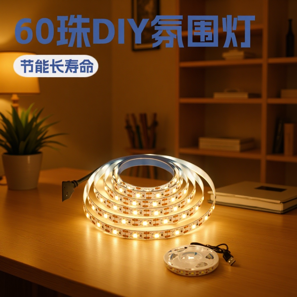 LED2835 SMD ライトストリップ低電圧 5V 自己粘着 60 ビーズ DIY 雰囲気ライト屋外屋内テレビ背景照明