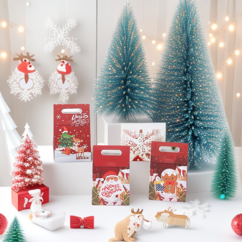 Bolsas de regalo de fiesta de Navidad transfronterizas dulces cajas de regalo de Papá Noel estilo europeo simple embalaje de galletas de bocadillos