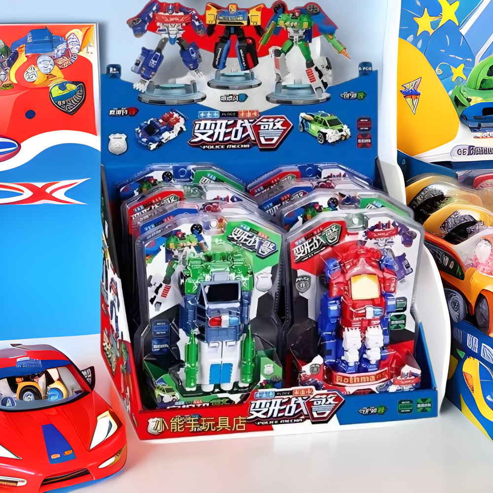 New boy's car deformable police car robot training institution Play House children's toy hand-made model