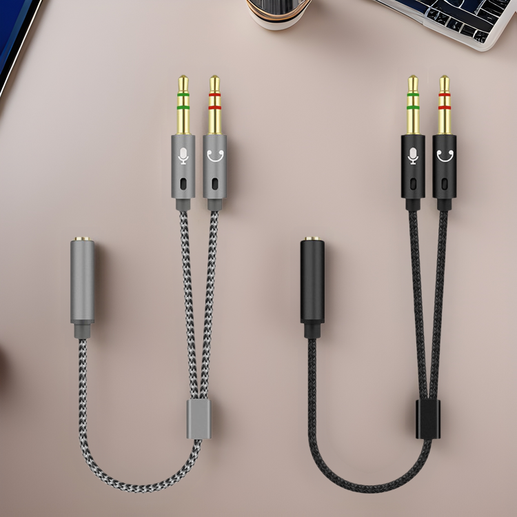 Auriculares para computadora portátil línea de conversión dos en uno auriculares para teléfono móvil micrófono audio un minuto dos 3,5 adaptador