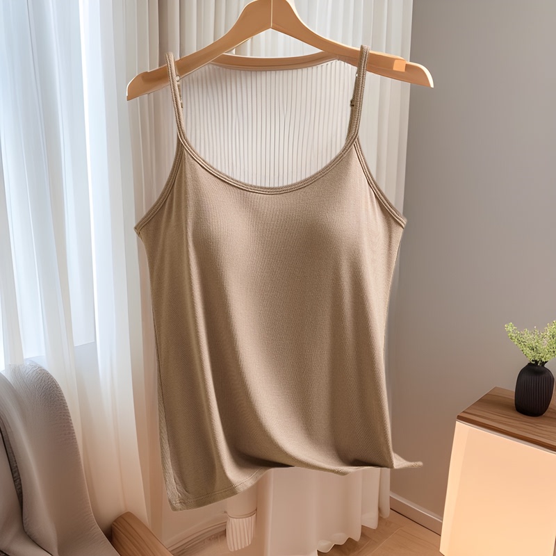 Modal Threaded Camisole Women's One-piece Camisole with Chest Pad Outer Wear plus size Sleeveless Strap Beautiful Back Base Shirt for Women