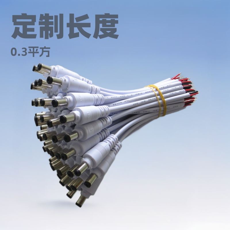 LED灯具连接线DC头公头母座白色带卡扣DC头0.3平方可定制长度
