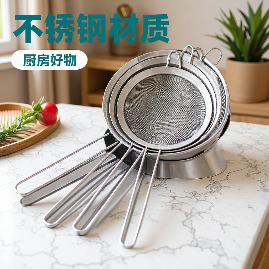 Juice and Soy Milk Skimmer, Flour Sifter, Stainless Steel Material, Durable and Efficient Kitchen Strainer, Simple and Safe