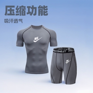 2025 Men's Fitness New Outdoor Sports Cycling Suit Compression Functional Tight Sweat Absorption Suit Coach