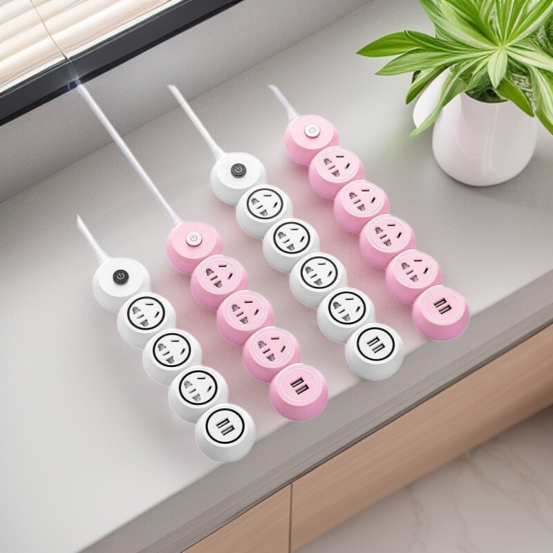 USB Power Strip Multi-Port Plug Student Dormitory Home Use Pink Cute Power Strip Socket Converter