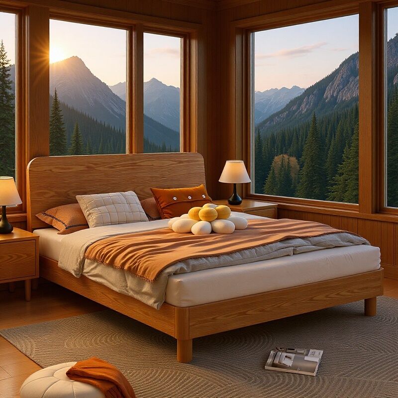 Solid Wood Bed for Home Master Bedroom. Meter Double Bed Factory Direct Sale. Economical Rental Room. Single Bed Frame