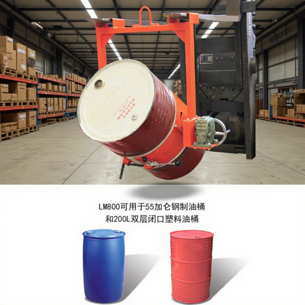 Oil Drum Crane 200L Chemical Plant Industrial Steel Drum Flipping Forklift 400kg Handling and Dumping Lifting Tool Thickened Steel