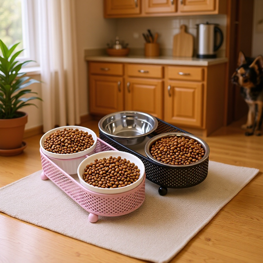 Tacos de cerámica para mascotas de acero inoxidable para alimentos para gatos bocadillos enlatados para alimentos para gatos agua potable doble muñeca