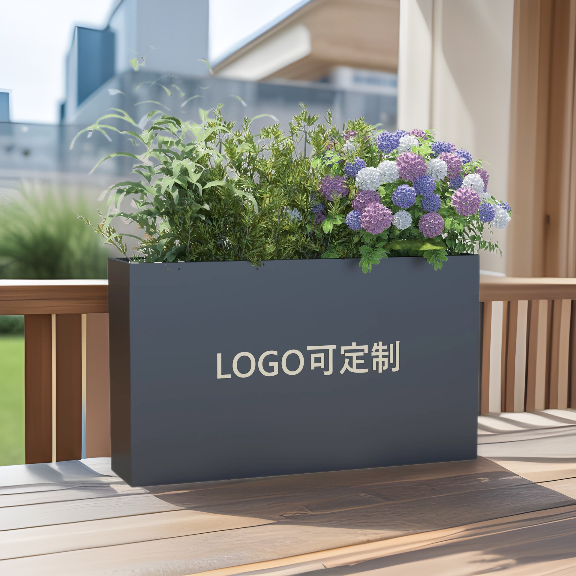 Outdoor Wrought Iron Stainless Steel Flower Box Combination Rectangular Planting Box Partition Flower Trough Commercial Street Square Fence Flower Bed