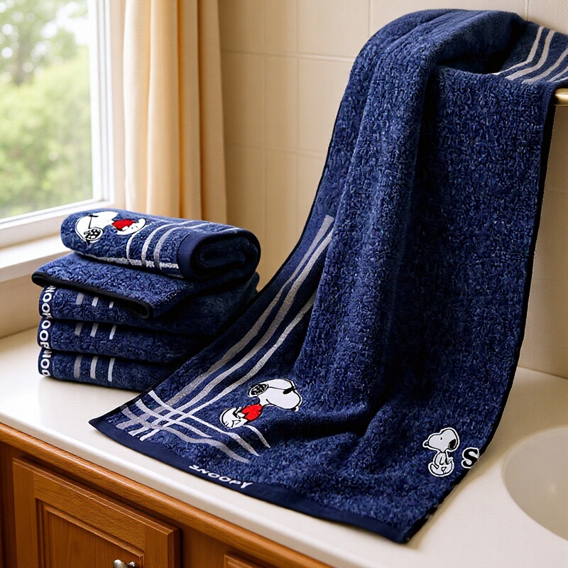 Factory direct gold genuine goods Snoopy gauze cotton satin embroidered face towel simple and elegant absorbent word gift