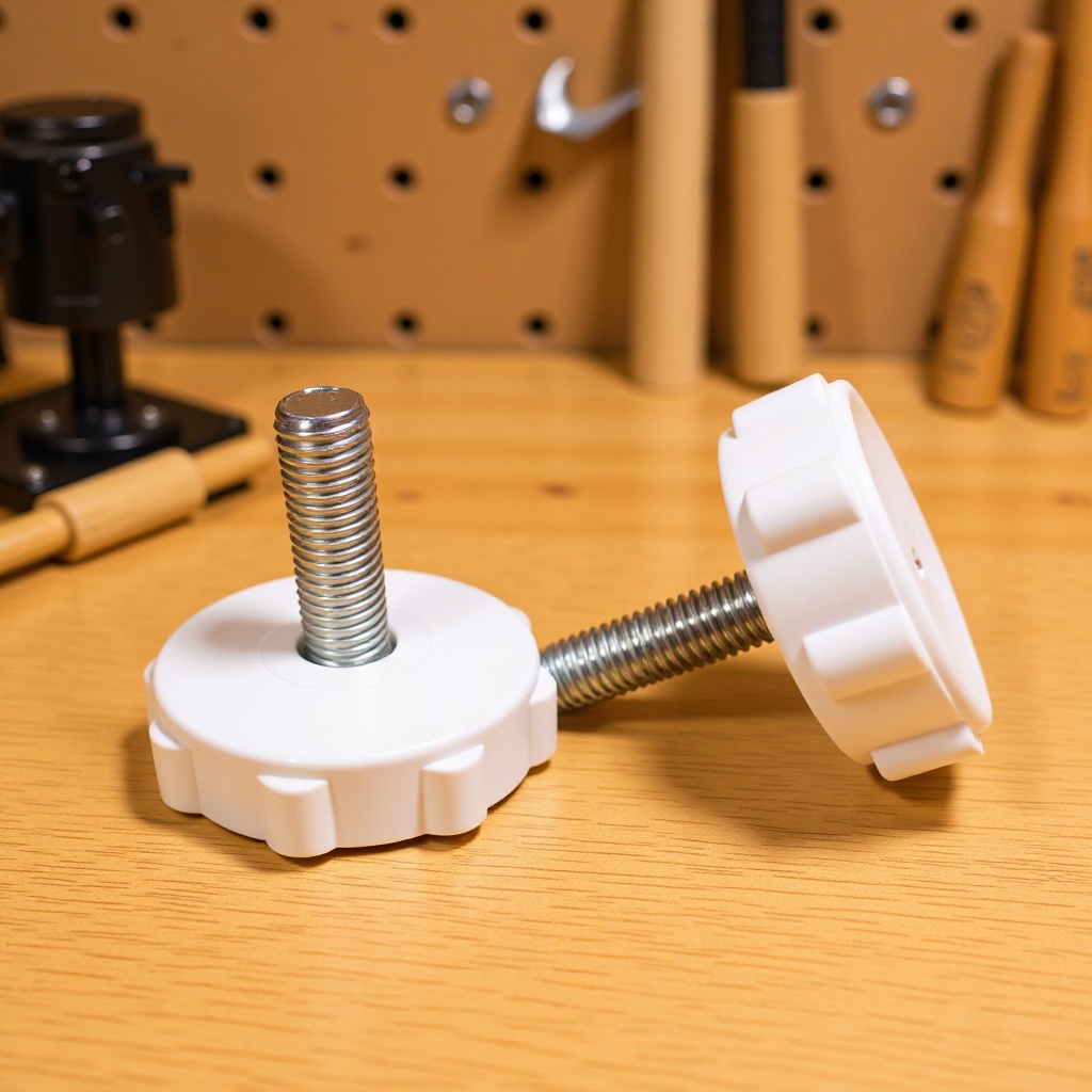 厂家40mm-m8环保白色pp塑料地脚 家具底脚 塑胶可调脚