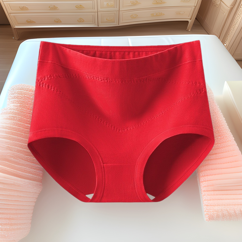 This year's big red high waist cotton underwear women's happy wedding plus size 200kg cotton briefs