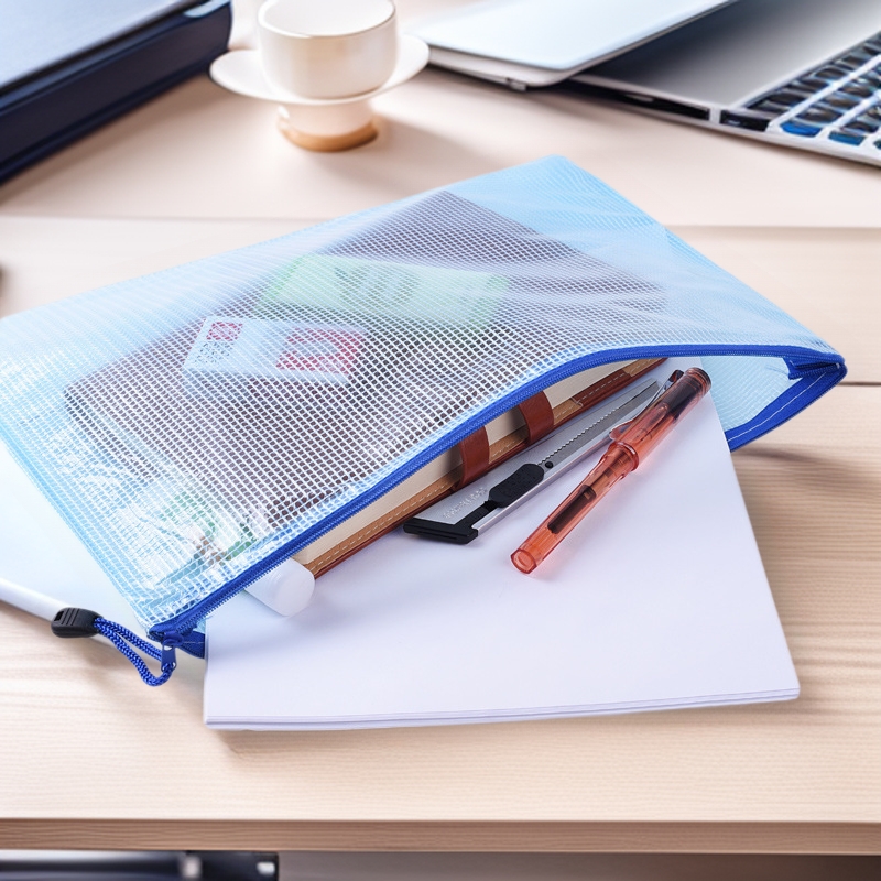PVC防水拉链网格文件袋 透明塑料A4A3学生试卷加厚文具袋 收纳袋