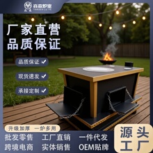 焱森厂家直供家用柴火炉冬季藏式3料口柴火取暖炉双锅位家用炉子