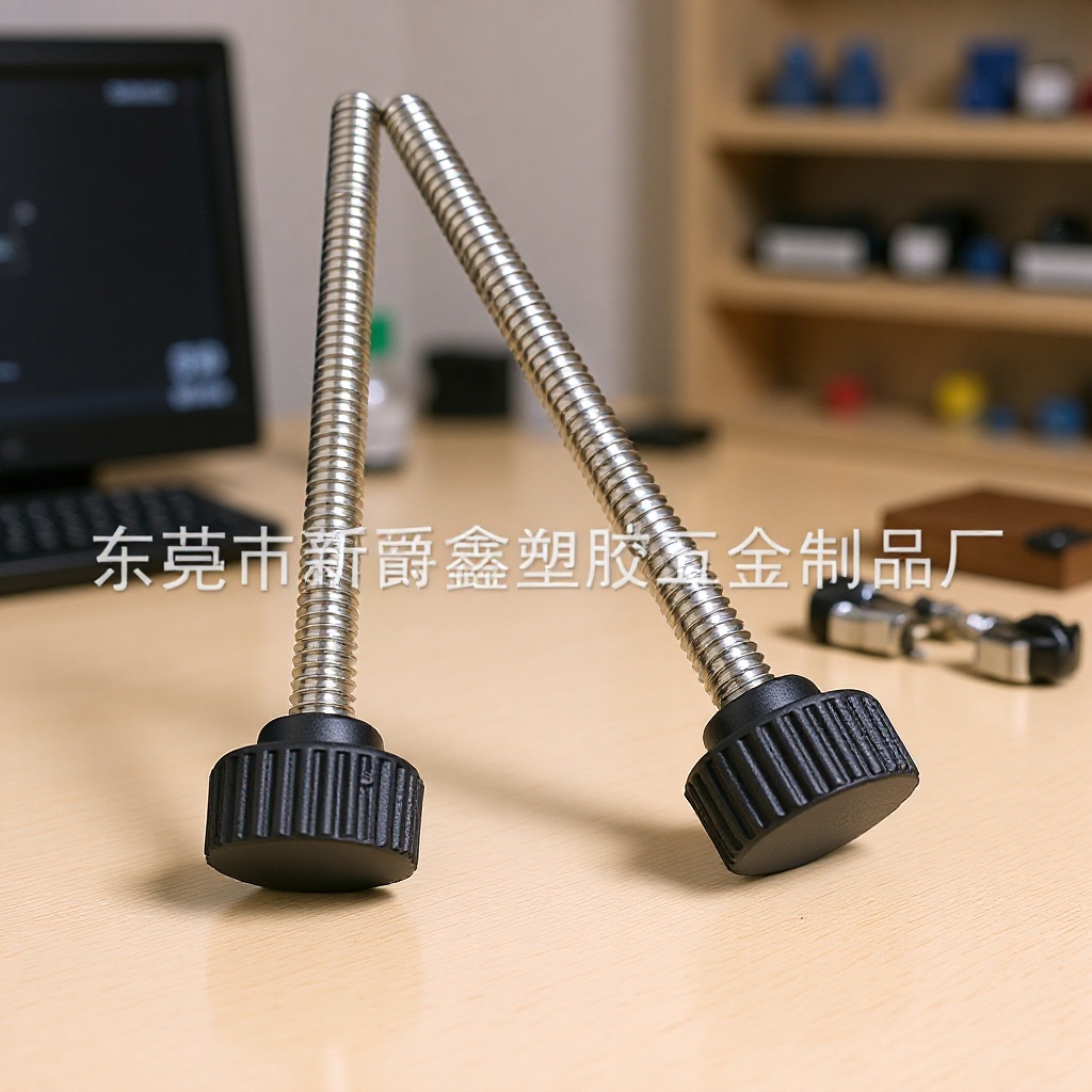 10#-24圆形直纹滚花尼龙塑胶头不锈钢螺丝 手拧螺丝 胶头螺丝