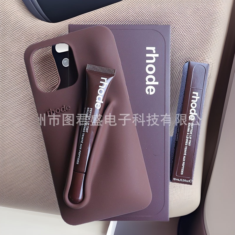 3-Piece Set of Rhode Hailey Lipstick Suitable for Apple iPhone 13141516Promax Phone Case Anti-Slip