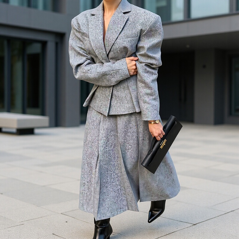 Aliexpress Spring New Lapel Single Breasted Long Sleeve Slim Suit Jacket Skirt Woolen Suit Women