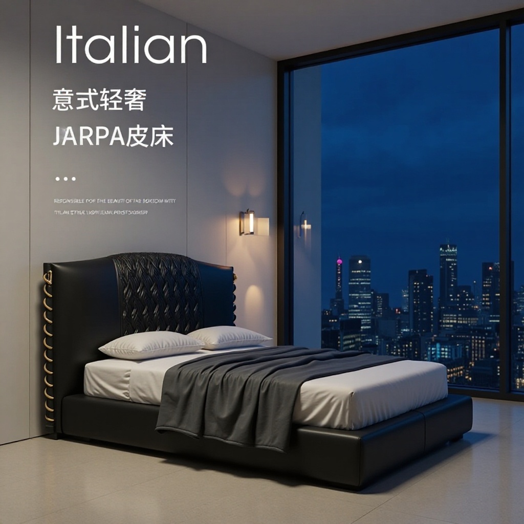 New Genuine Leather Bed for Home Use, Queen Bed with Leather Upholstery, Designer High-End Wedding Bed for Master Bedroom