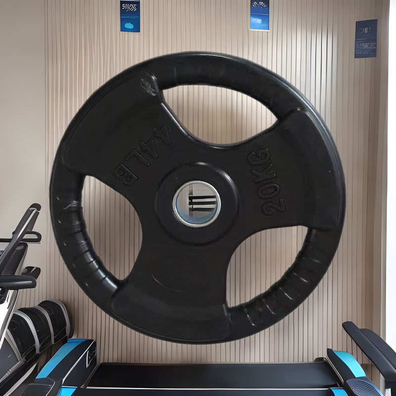 Gimnasio comercial barra cubierta de goma 5CM agujero grande levantamiento de peso barras de tres agujeros de mano de barras antideslizantes