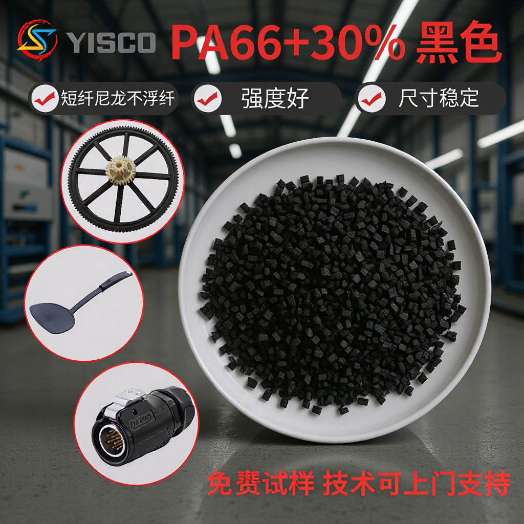 现货PA66+30%黑色耐磨pa66原料机械行业注塑级