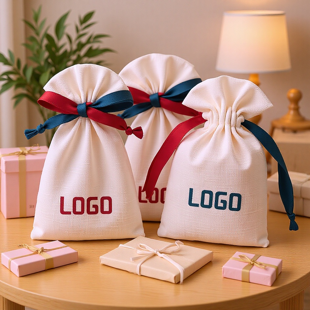 新品高密棉束抽绳袋棉麻小布袋竹节棉收纳袋棉布束口袋抽拉绳