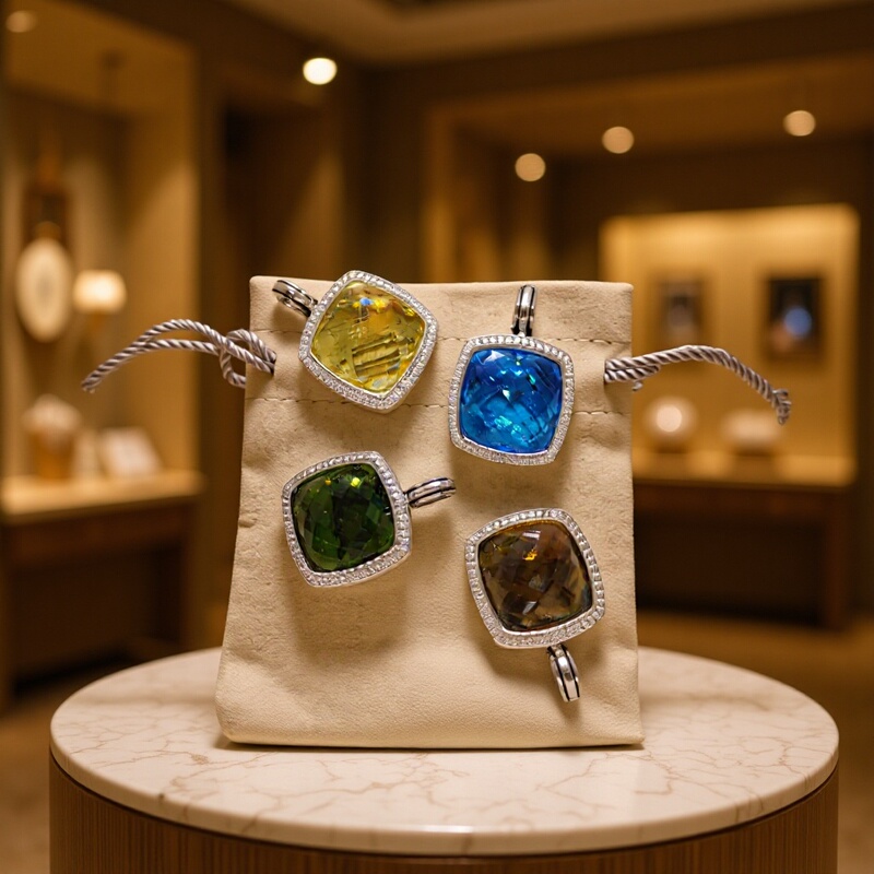 David 20mm Gemstone Necklace European and American Popular David Xx Yurman Pendant Retro Classic Cross-Border E-Commerce
