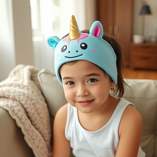 Portable Foreign Trade New Head-Mounted Digital Cartoon Plush Sleep Headscarf Eye Mask Wired Blackout Headphones