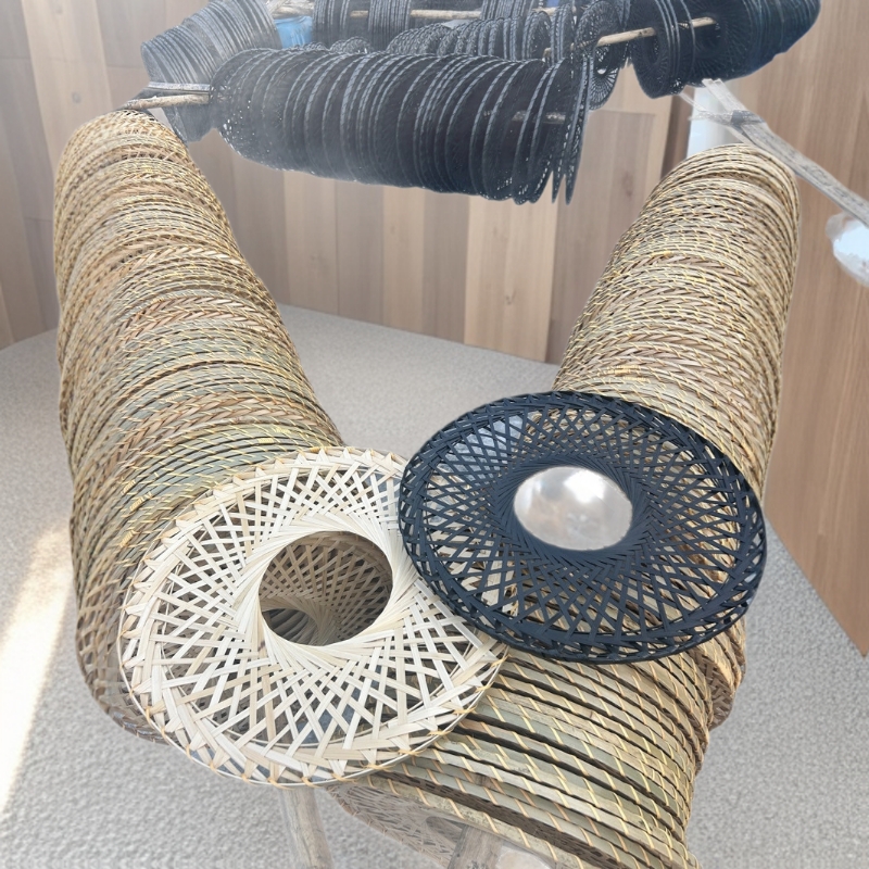 Source Manufacturer Bamboo Woven Colorful Knight Costume Tea Picking Pastoral Sun Protection Rainproof Hat Performance Decorative Hat