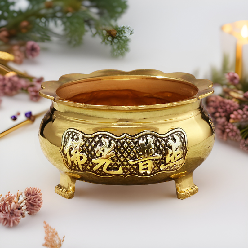 Factory Direct Supply Buddhist Altar Accessories Alloy Trim Three-legged Incense Burner Wholesale Home Use Indoor Buddhist Altar Incense Burner