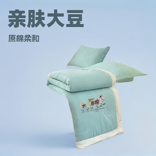 Class a Pure Color Raw Cotton Soybean Summer Quilt Skin-Friendly Washed Cotton Printed Bean Summer Cool Quilt Lunch Break Air-Conditioned Quilt Spring & Fall Quilt
