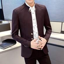2025春季新款男式休闲西装痞帅小西服男结婚礼服男装外套一件代发