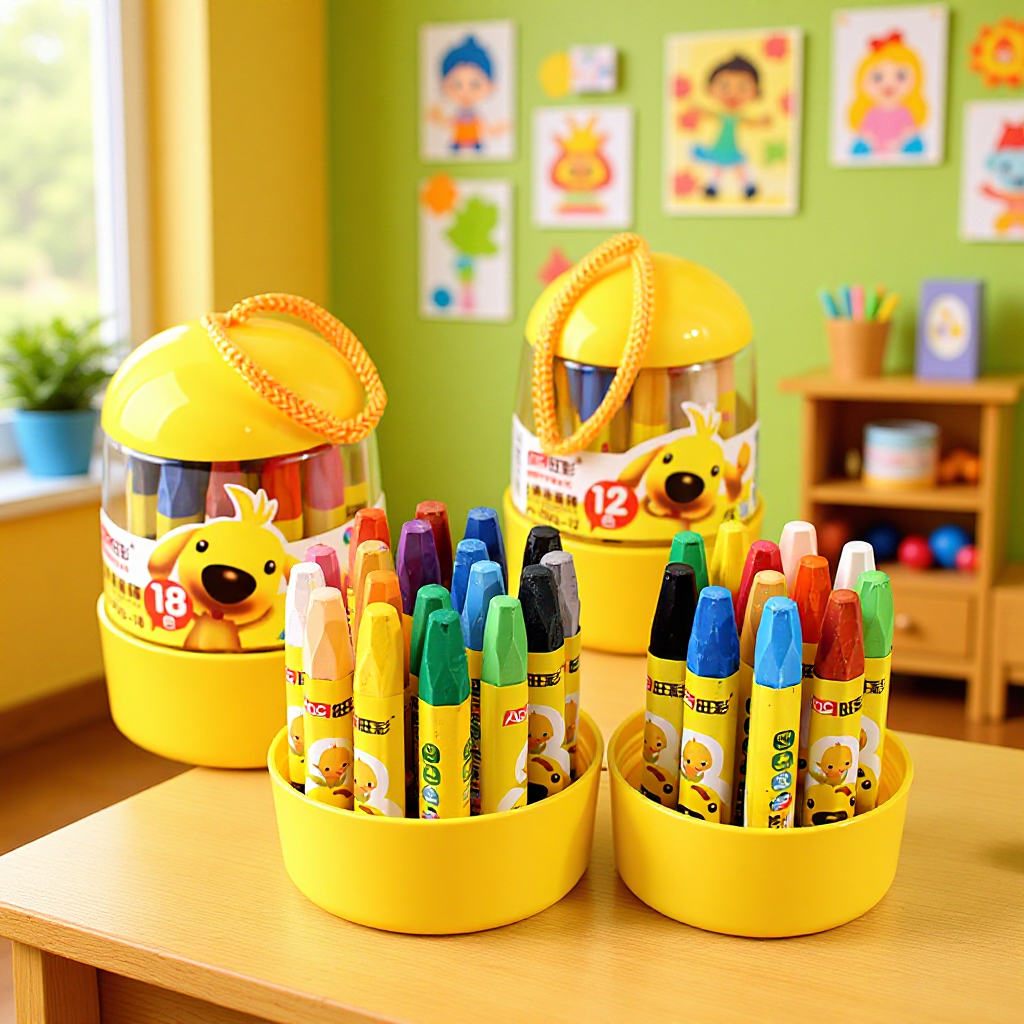 Wangcai barril de levantamiento de pintura al óleo palo niños graffiti pintura multicolor pluma jardín de infantes lápices de colores solubles en agua