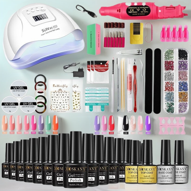Cross-border Hot Sale Nail Art suit with Phototherapy Lamp 33 Color Free Baking Gel Nail Phototherapy Glue suit Multicolor Cross-border Hot Sale Nail Art suit with Phototherapy Lamp 33 Color Free Baking Gel Nail Phototherapy Glue suit Multicolor