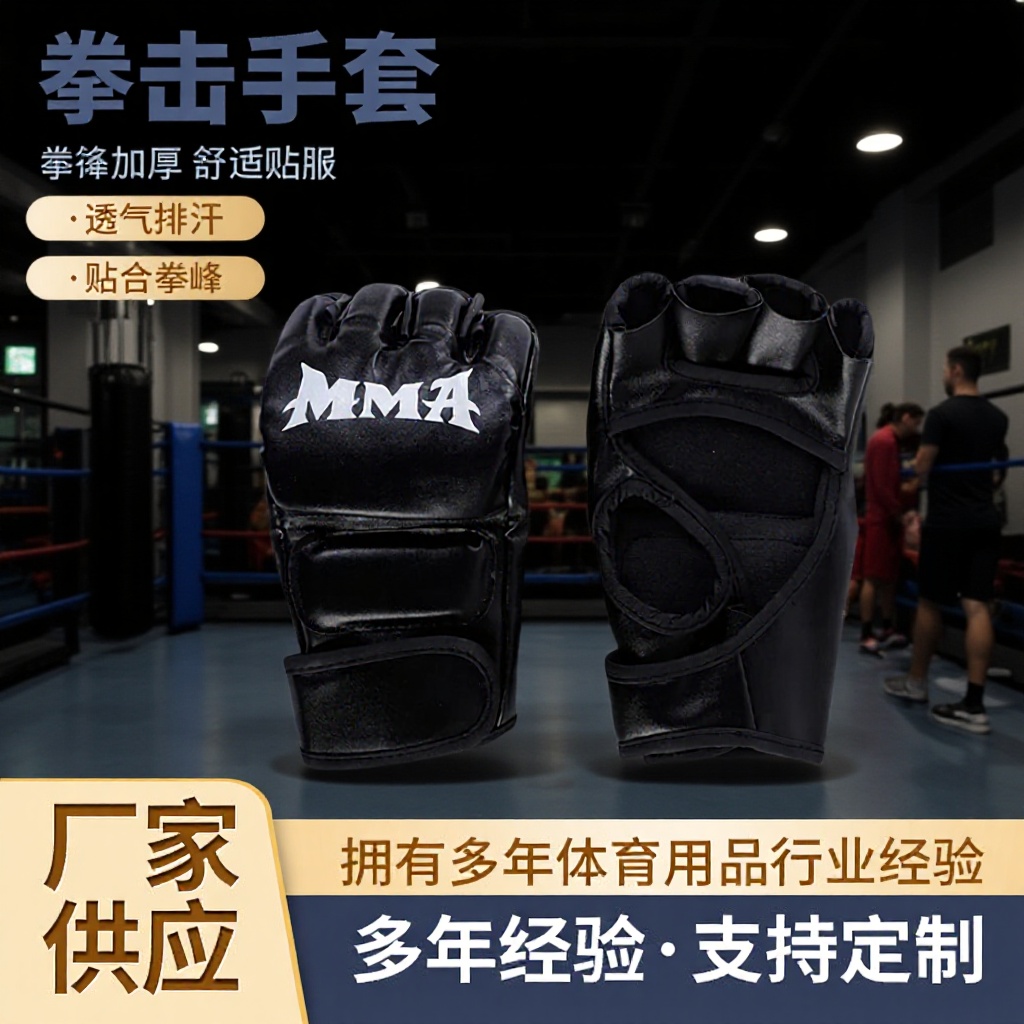 Thickened Protective Half-Finger Gloves for Men, Mma Fighting Training Gloves, Sanda Fighting Sandbag Boxing Gloves