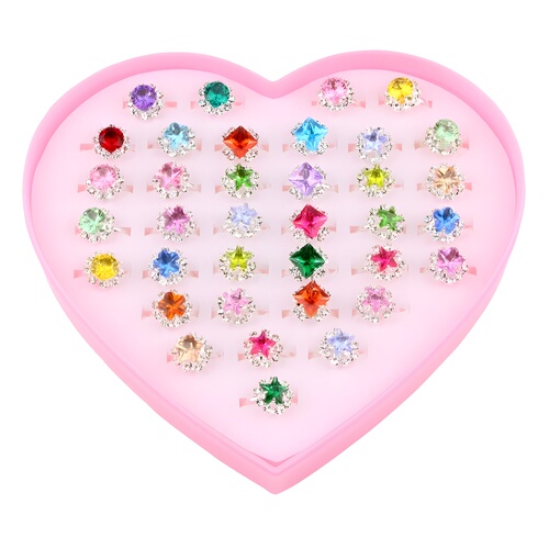 【Best Seller】Children's Diamond Engagement Ring Princess Finger Ring Douyin Style Parent-Child Ring Gift for Best Friends Full Diamond Girl Jewelry