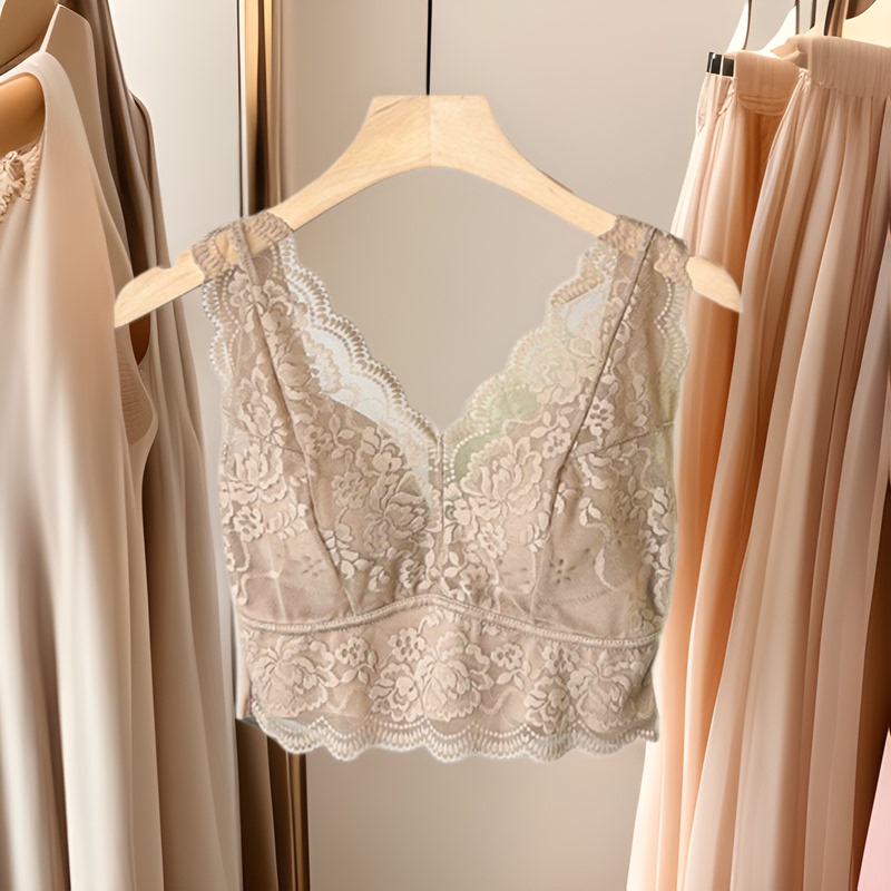 Plus Size French Lace Beautiful Back Strap Tube Top Intimates One-Piece Coaster No Steel Ring Push-Up Vest Bra