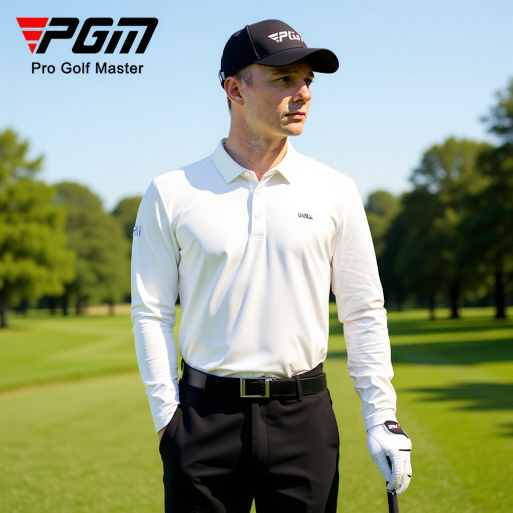Pgm Golf Clothing Men's Autumn and Winter Long-Sleeved T-Shirt Sports Uniform Men's Clothing Versatile Polo Shirt Comfortable