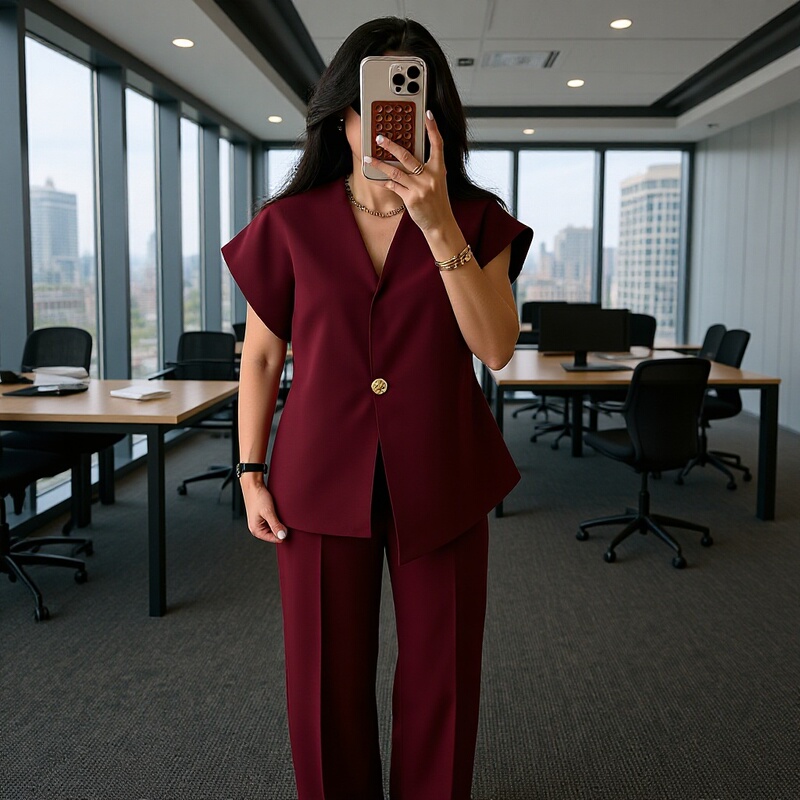 Z Cross-Border Spring and Autumn 2025 New Fashion Versatile Top Elegant Slim Irregular Vest Casual Long Pants Suit