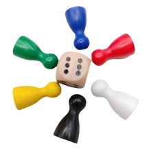 木制棋子木头骰子棋子套装人形棋子桌游配件木头跳棋飞行现货批发