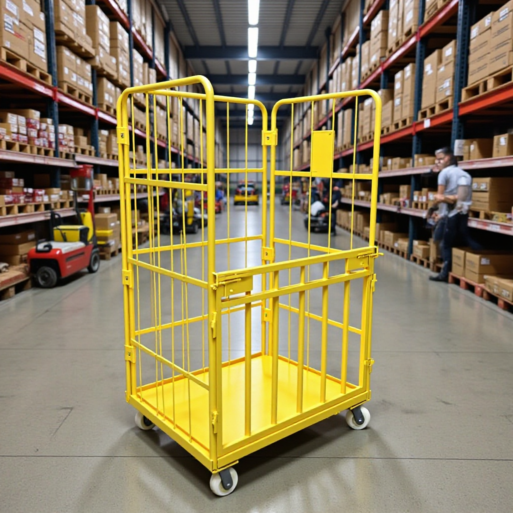 Folding logistics trolley factory warehouse grid mobile turnover car Express loading and unloading cage car hand push material rack