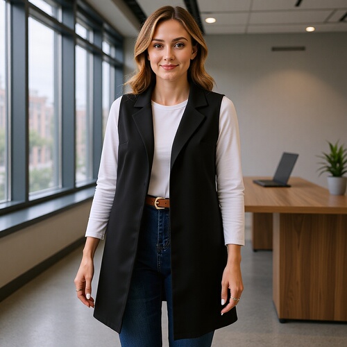 Women's European and American Fashion New Commuter Versatile Sleeveless Slim Fit Suit Jacket
