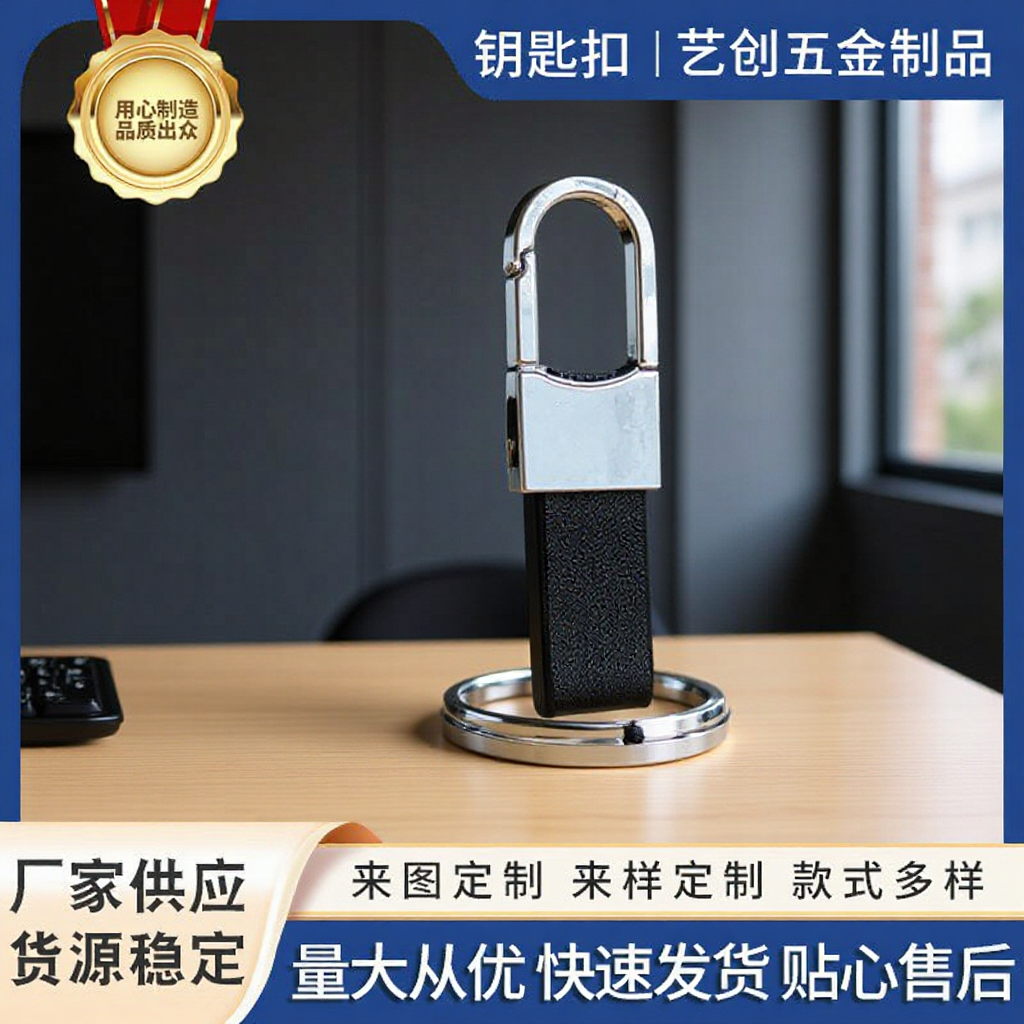 促销纪念小礼品简约钥匙扣金属PU皮汽车钥匙扣男士时尚汽车钥匙圈