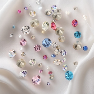 Popular Shiyue Noodles Eight Big Eight Small Pointed Bottom Diamonds 4/6/8mm Clothing Ornaments Multi-Faceted Handmade Material Glass Diamonds