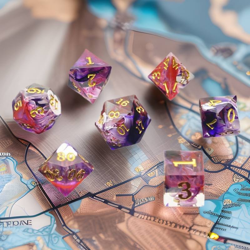 DND跑团尖角环氧树脂骰子 多面体RPG COC龙与地下城桌游KTV色子