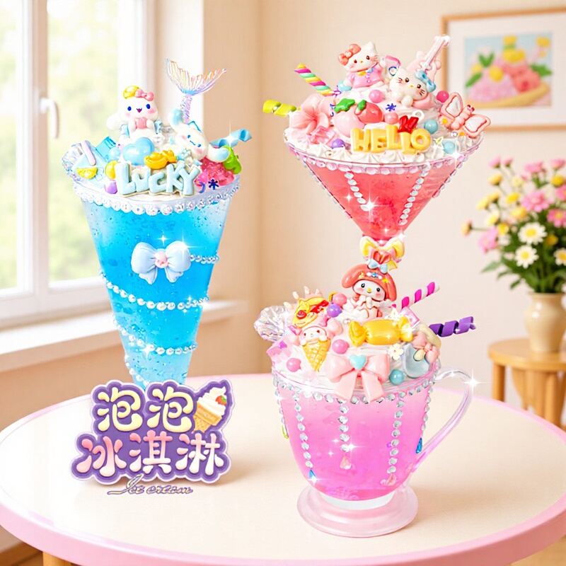 Handmade Food Play Parent-Child Activity Drink DIY Material Kit Large Jar Crystal Slime Colored Clay Micro Landscape Slime Set