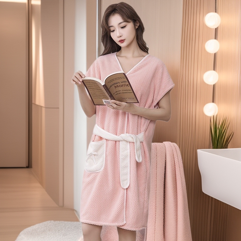 Cross-Border Wholesale Microfiber Bathrobe for Women, Summer Bath Towel, Adult Nightgown, Hotel 80-160 Absorbent Quick-Dry Thin Style