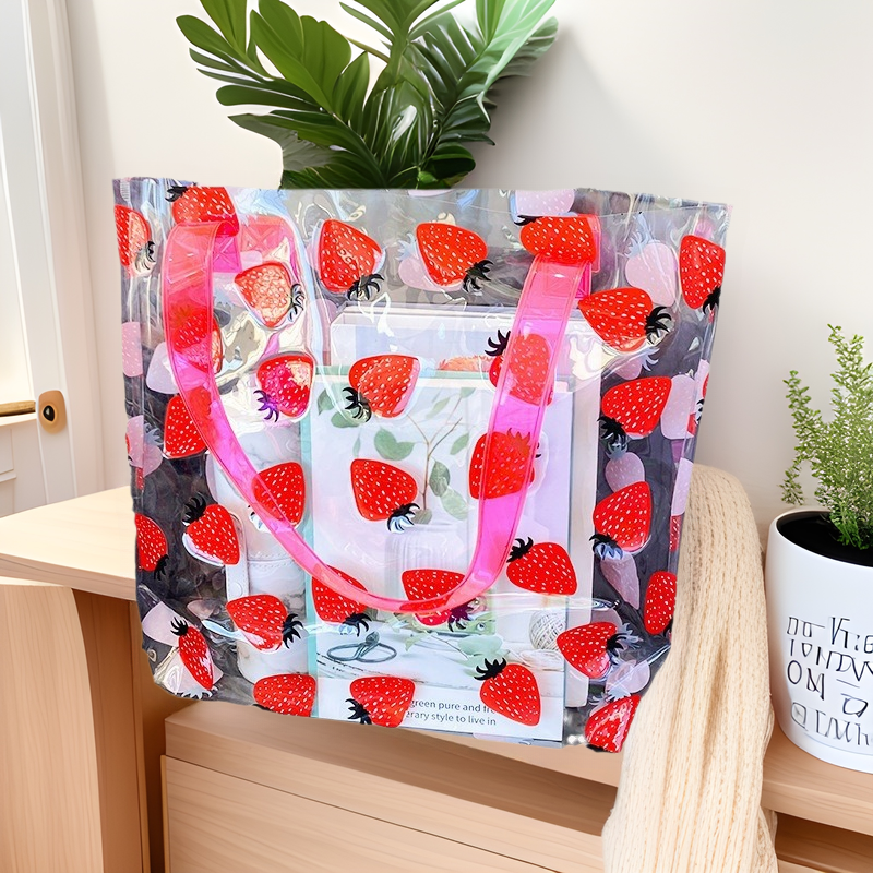 透明购物手提袋印刷印字制作高级感伴手礼拎包过年炫彩送礼物批发