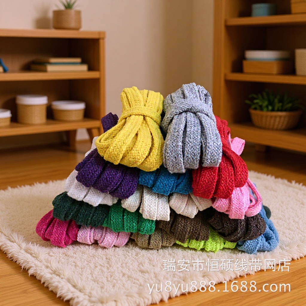 1cm彩色双层空心编织扁棉绳裤腰绳帽绳抽绳服装服饰卫衣绳子批发